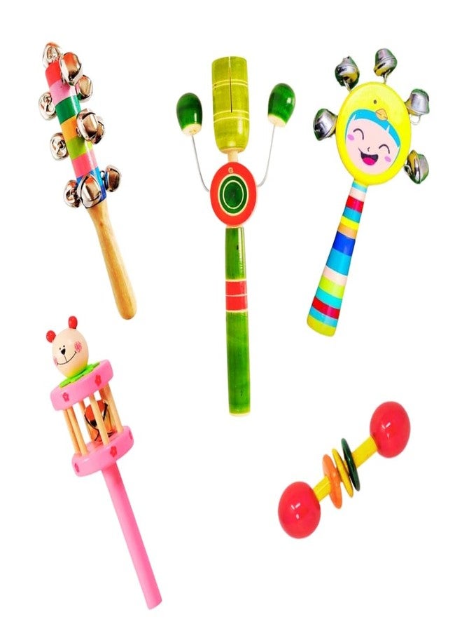 Little Mind Wooden Handcrafted Sound Making Rattles for Babies and Infants - Music Maker and Entertainment Toys - Image 1